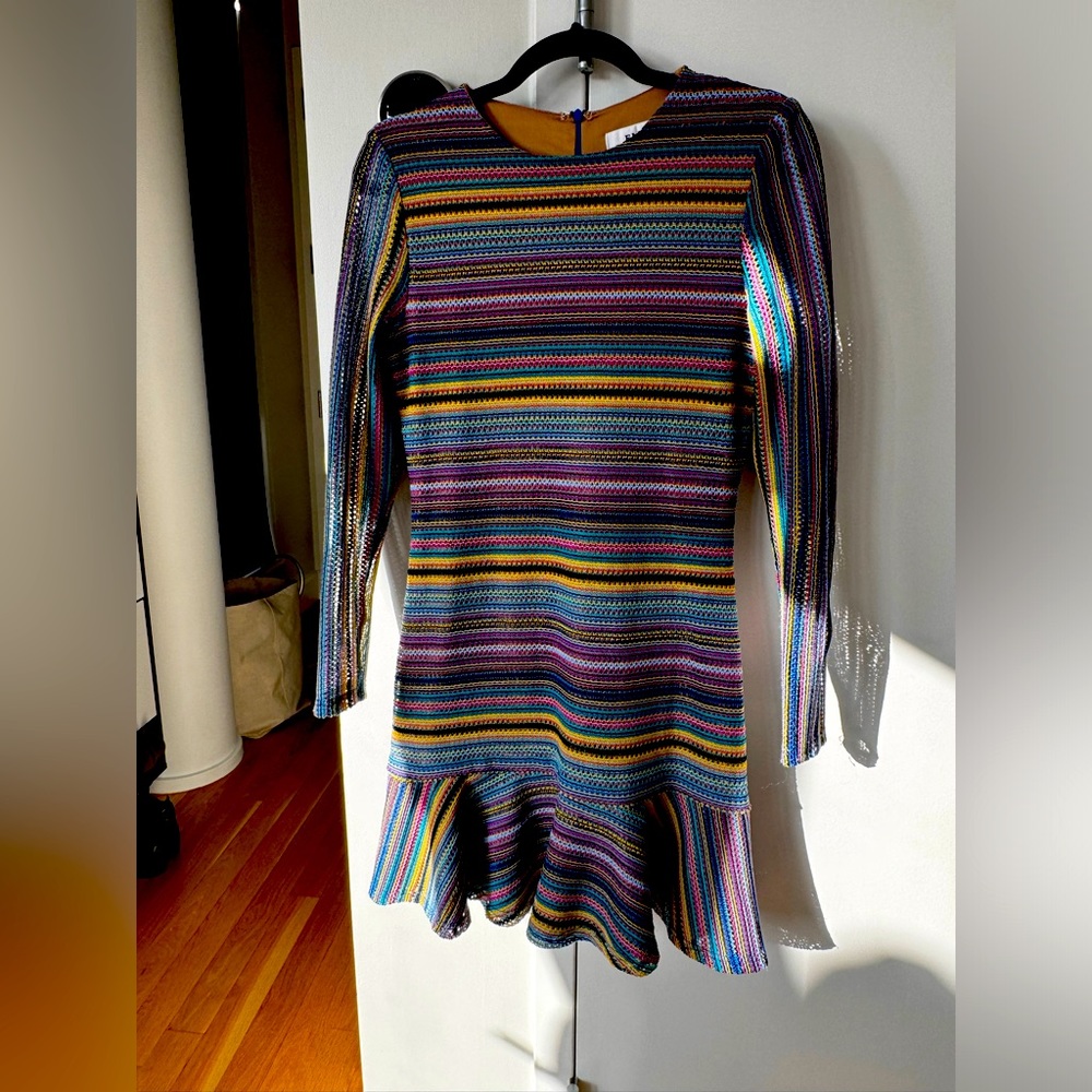 Knit multicolored dress dropped waist